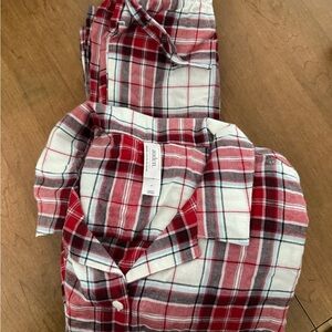 Red Plaid Button-Up Pajama Set